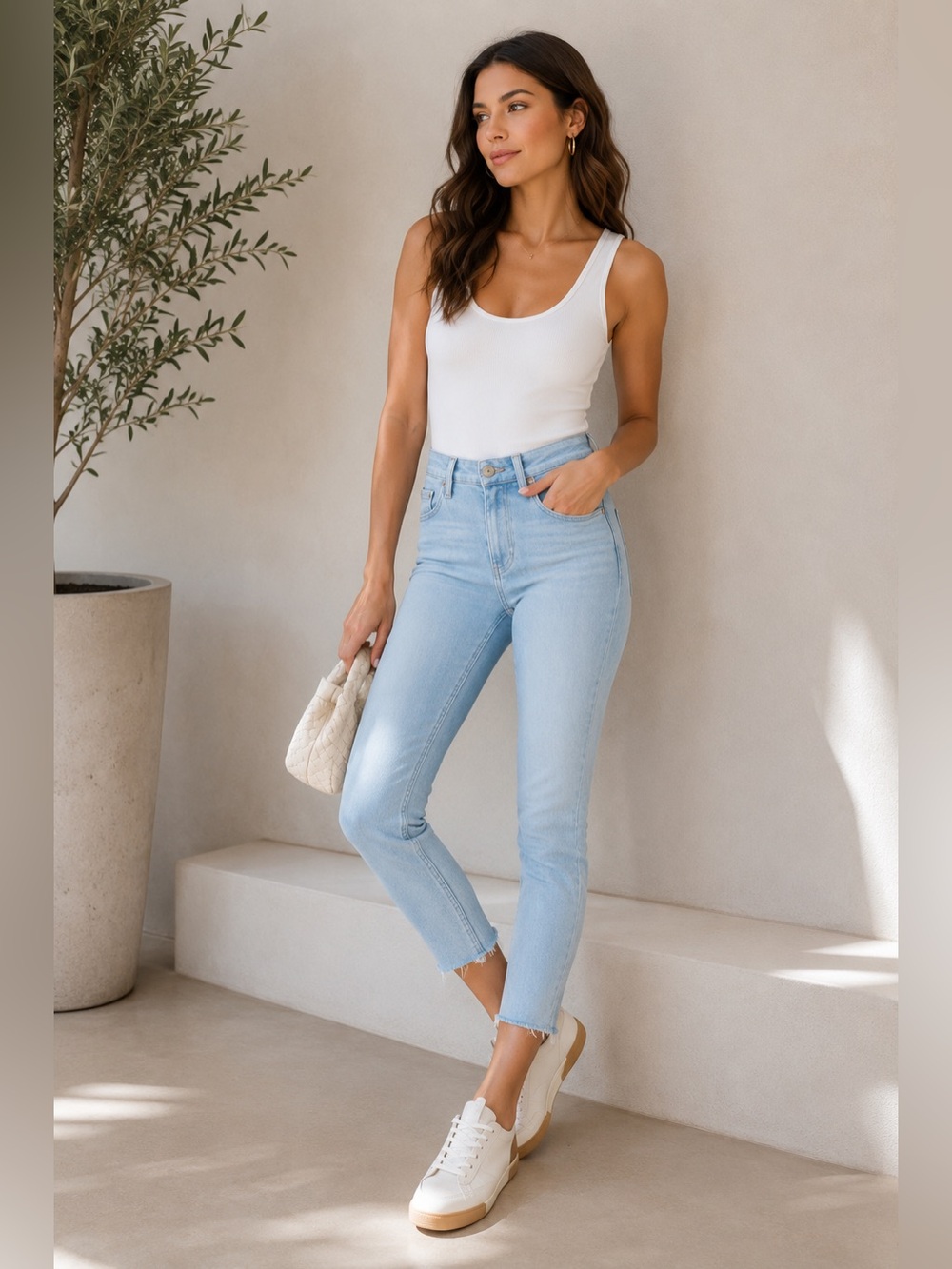 PAIGE Flaunt Bombshell Crop High Rise Park Ave Live raw Hem Skinny Denim Jeans